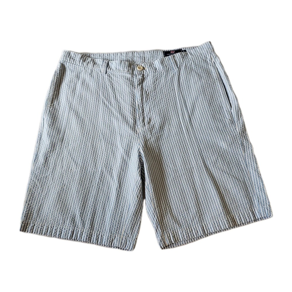 Vineyard Vines Mens 36 Seersucker Breaker Shorts Blue Striped Cotton EUC